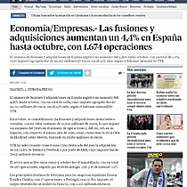 Las fusiones y adquisiciones aumentan un 4,4% en Espaa hasta octubre, con 1.674 operaciones